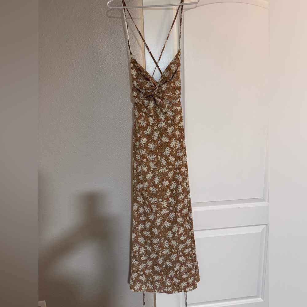 Floral taupe dress